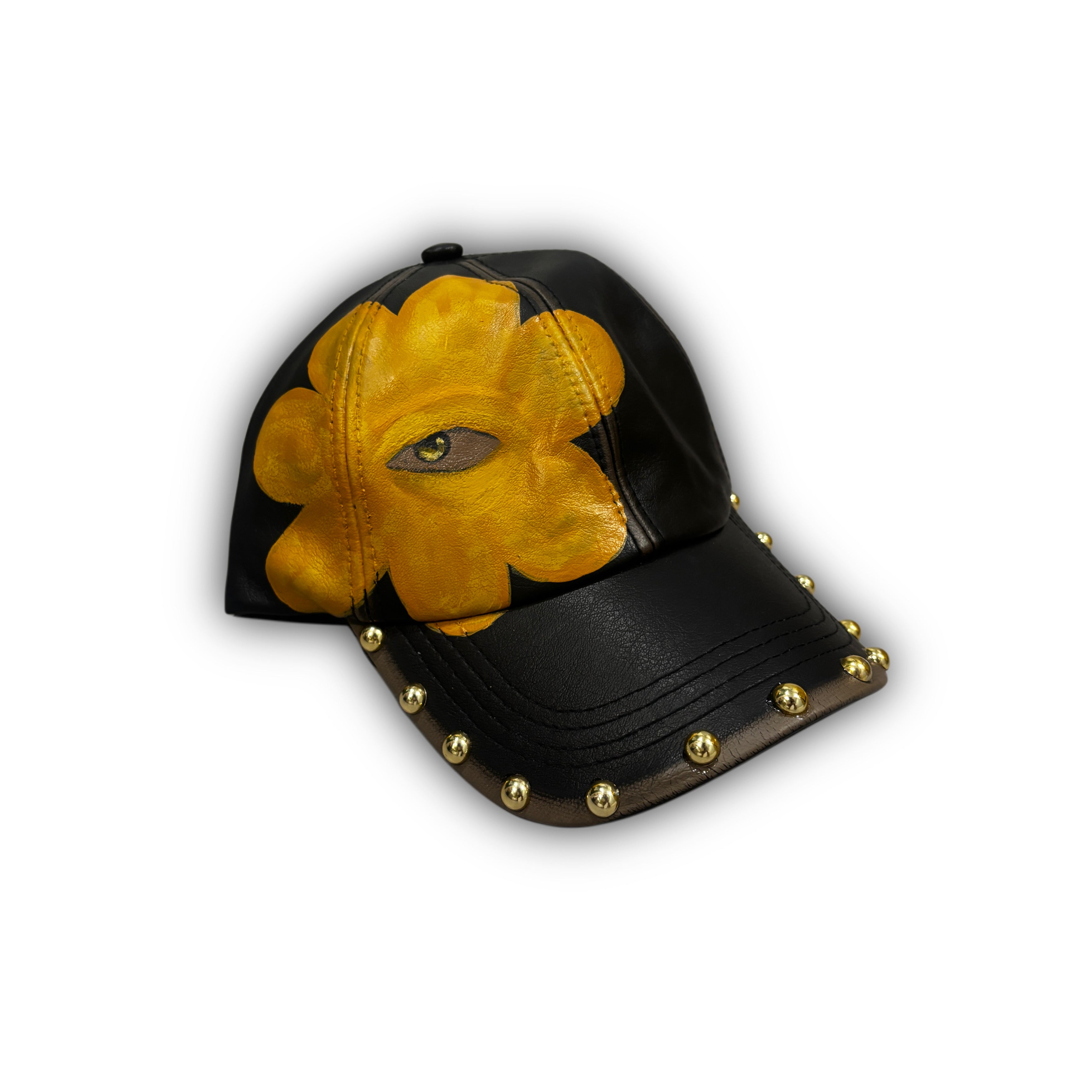 Golden Bloom Leather Cap