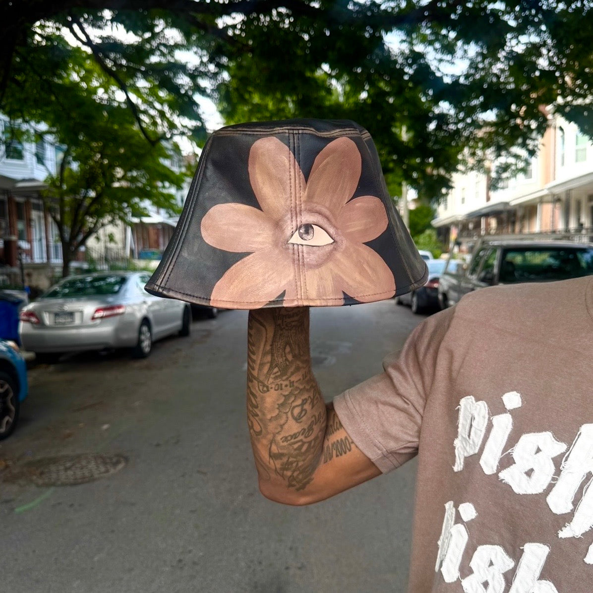 Nude Bloom Leather Bucket